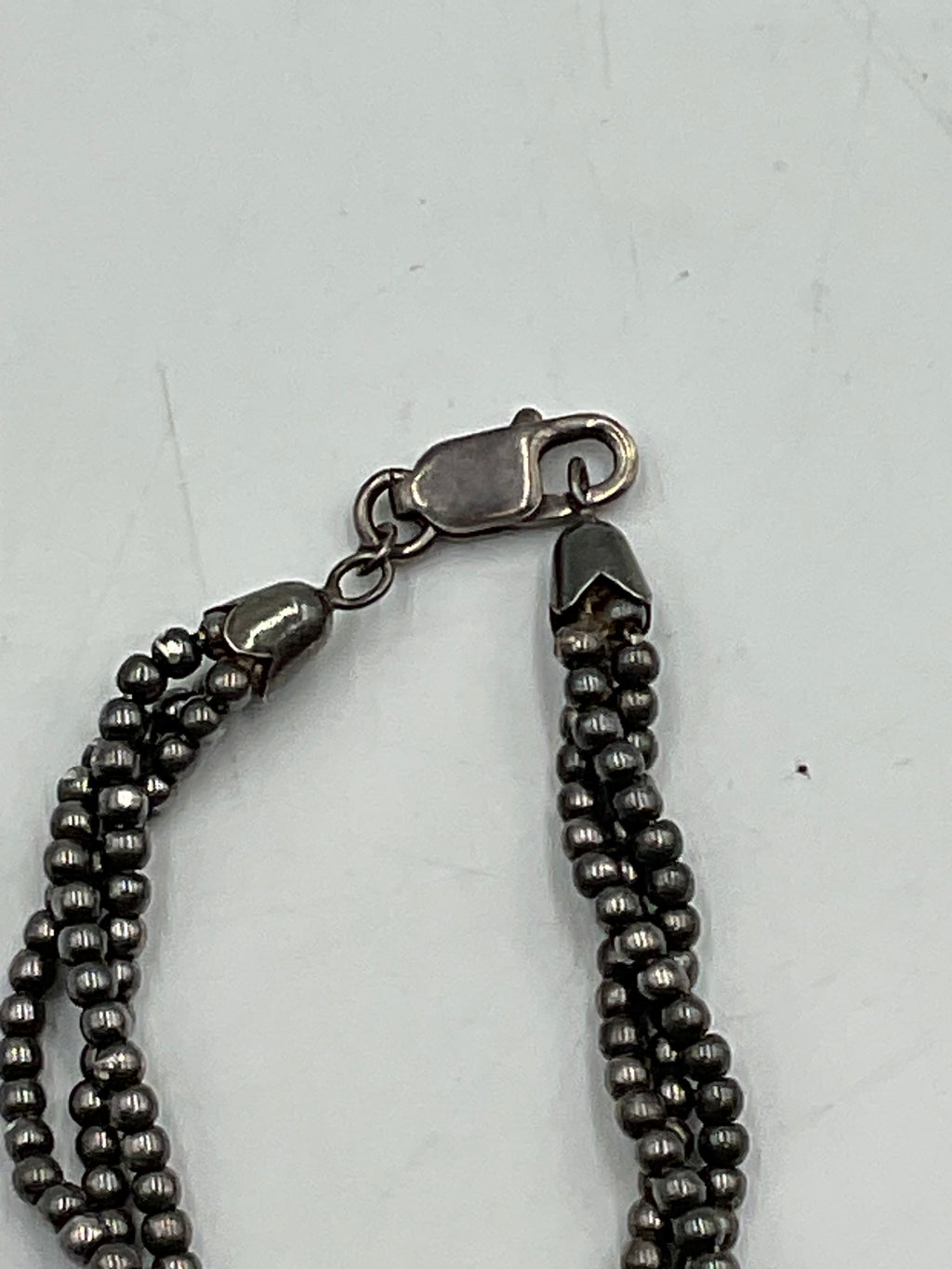 925 Beaded Bracelet Twisted 3-Strands Sterling Silver Lobster Clasp