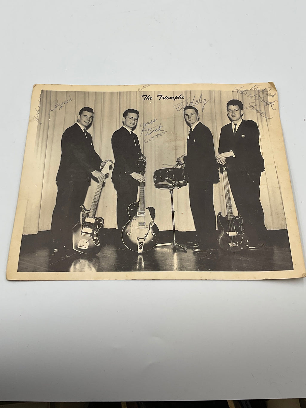 The Triumphs Autographed Promo Photo Rare 1960s Texas Gulf Coast Rock N Roll