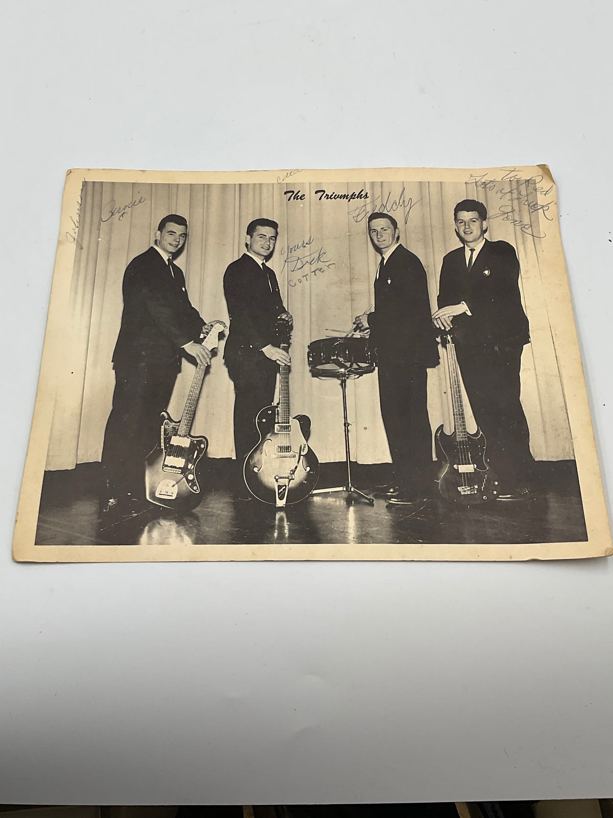 The Triumphs Autographed Promo Photo Rare 1960s Texas Gulf Coast Rock N Roll