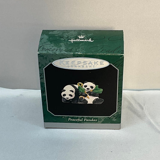 1998 Hallmark Keepsake Miniature Ornament "Peaceful Pandas" NIB Noah's Ark