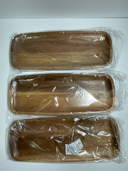 Hecef 3Pcs Charcuterie Board Platter Set Acacia Wood Serving Tray Cheese Boards Dessert Table Display Set