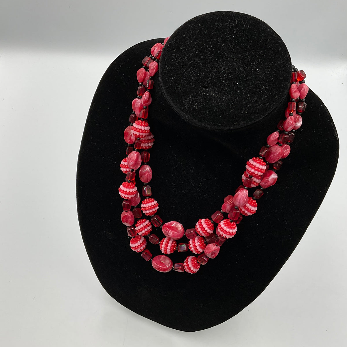 Red & Pink Bead Stone Necklace