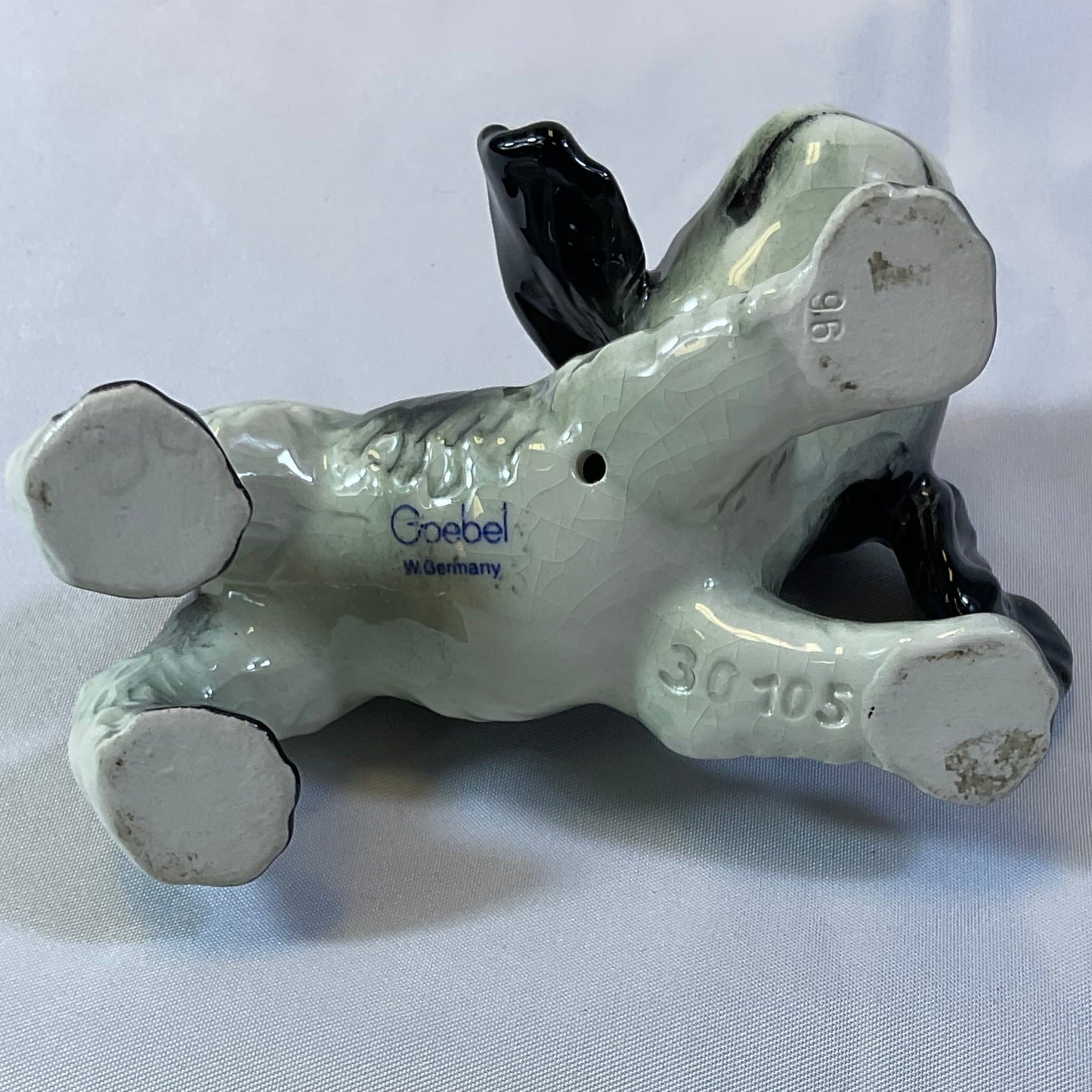 Goebel Vintage Black White Cocker Spaniel Dog Porcelain Figurine #30105 Made in West Germany