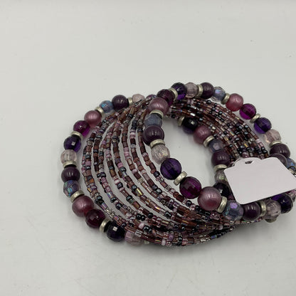 Handmade Beaded Wrapped Bracelet with Purple Beads