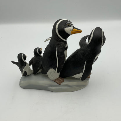 Walk This Way Vintage 1989 Franklin Mint Hand Painted Porcelain Penguins