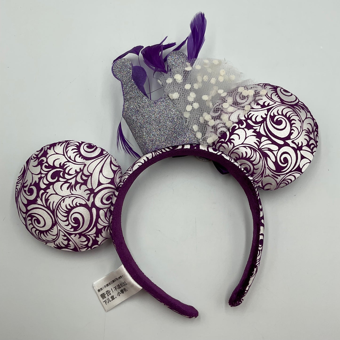 Disney Parks Plush Purple Silver Mickey Minnie Mouse Ears