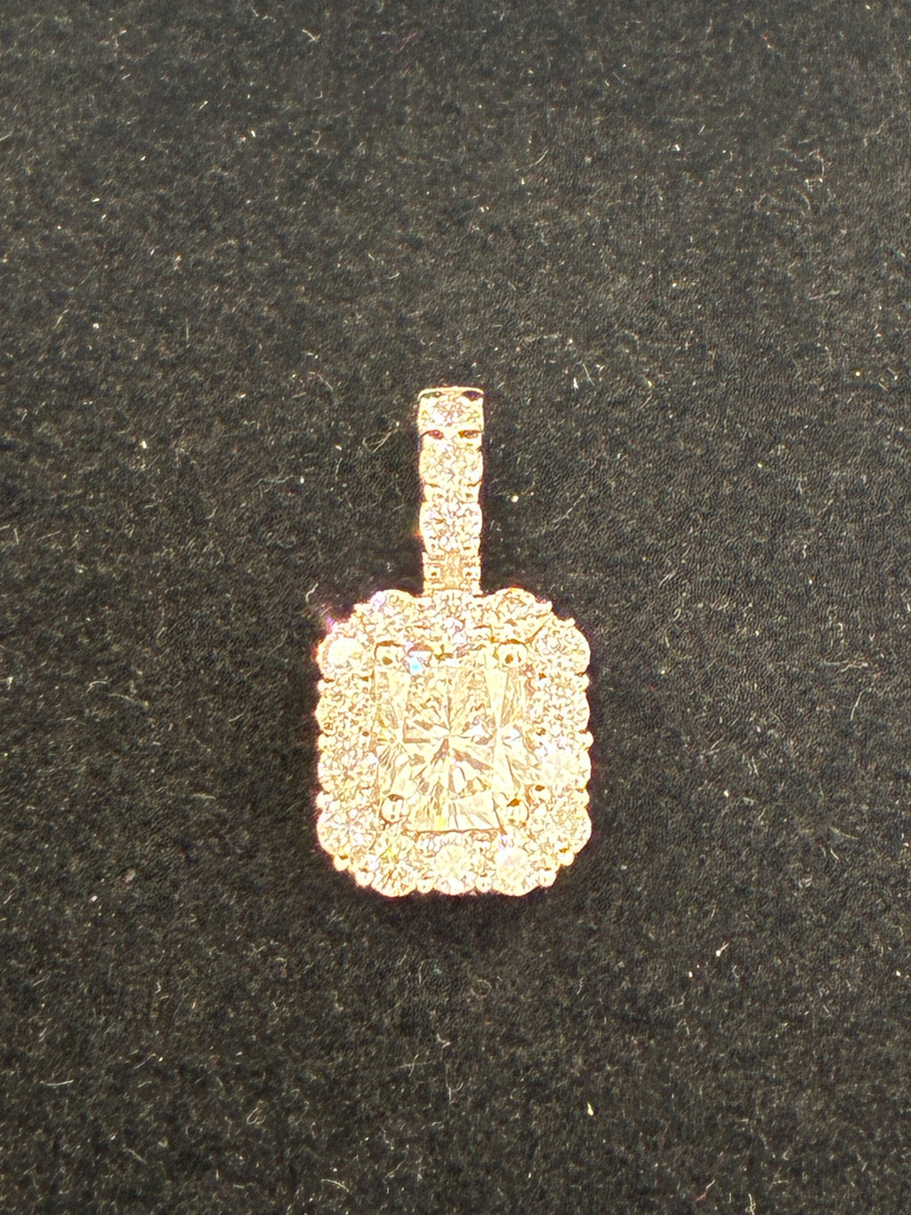 14K Gold 2/3 Carat Diamonds 0.40 CT Center Radiant Emerald Cut Pendant RSJ