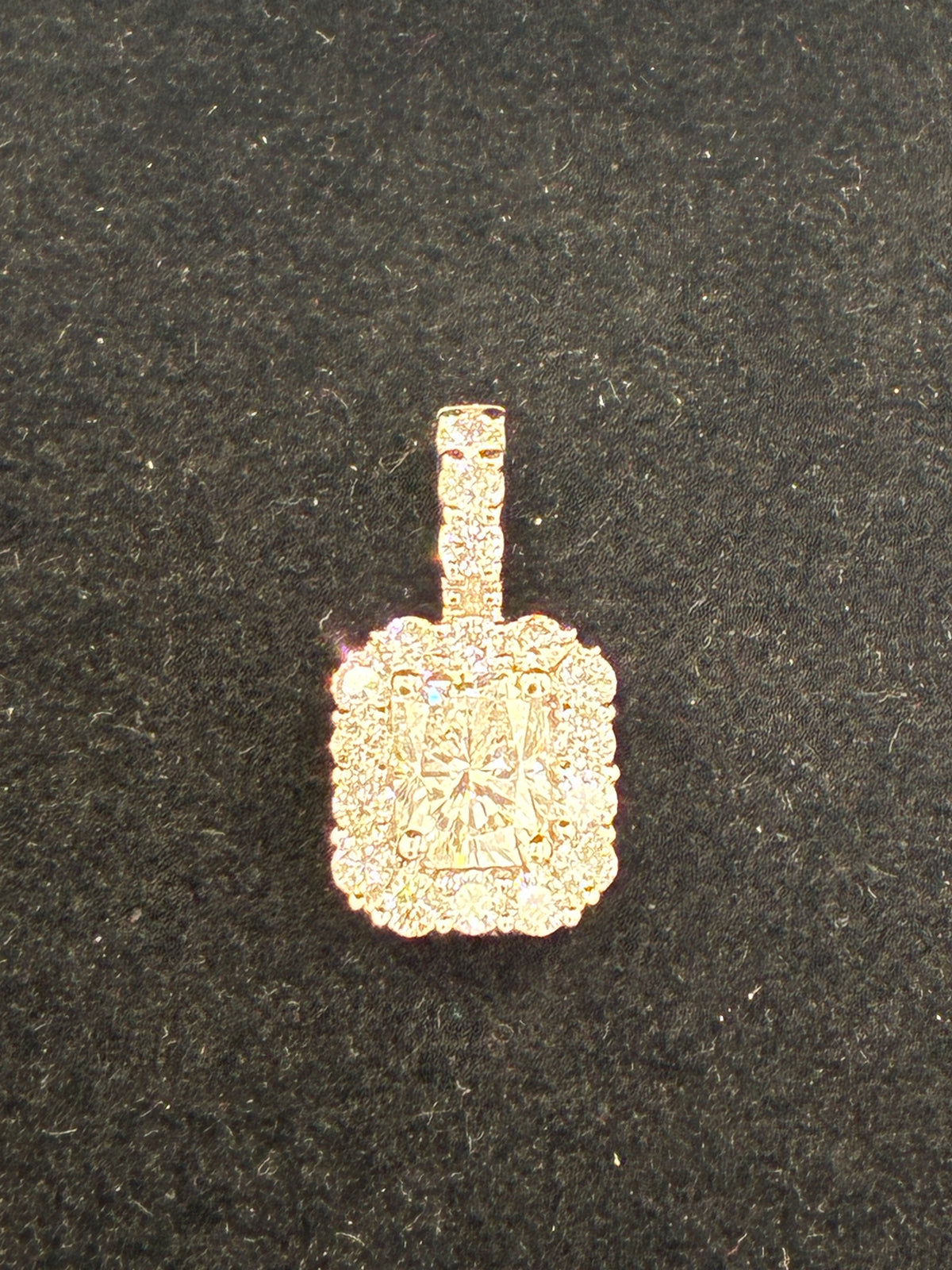 14K Gold 2/3 Carat Diamonds 0.40 CT Center Radiant Emerald Cut Pendant RSJ