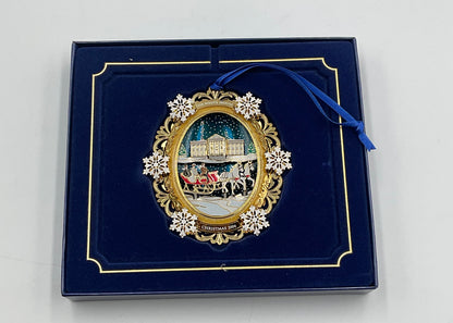 2004 Official White House Christmas Ornament Rutherford B Hayes Sleigh Box Booklet