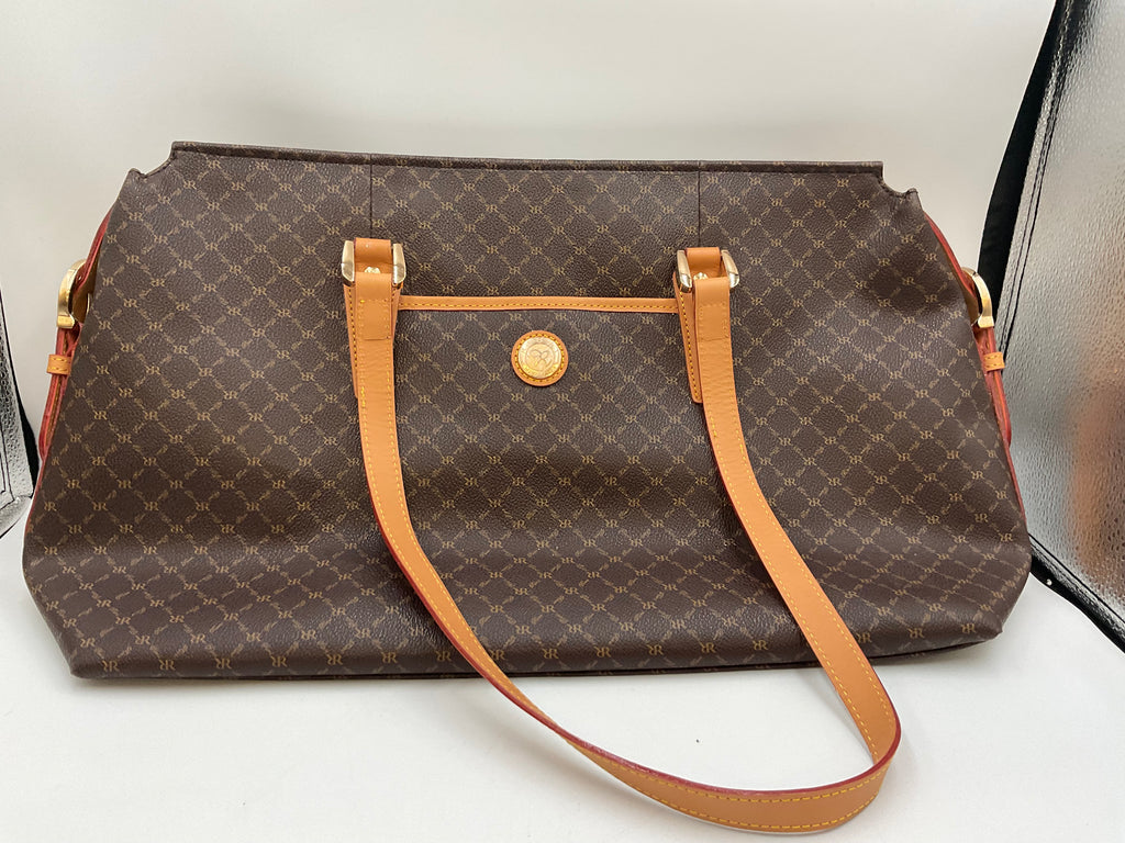 Rioni Moda Italia Tote Traveler Bag Espresso Brown Monogram STN-20033