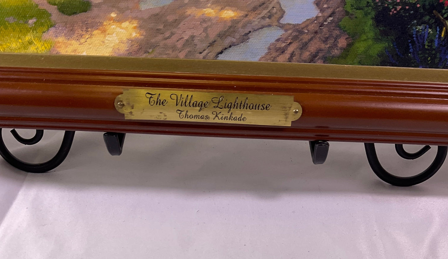 Thomas Kinkade The Village Lighthouse Illuminating Light Up Canvas Print