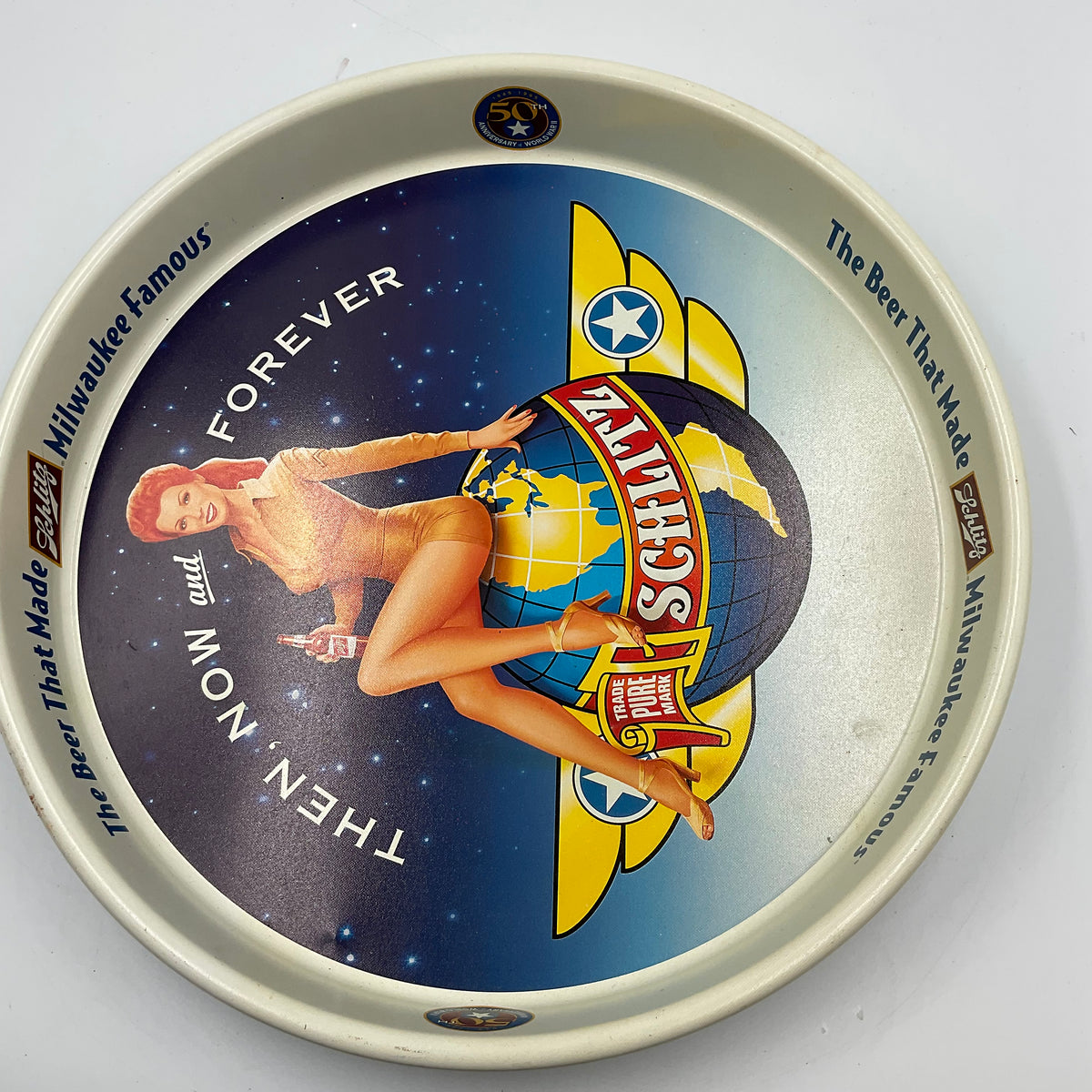Schlitz Beer Tray 50Th Anniversary Of WWII Commemorative Metal Tray