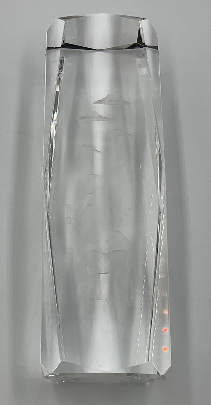 Vintage 3D laser-etched Fantasy Unicorn crystal glass paperweight