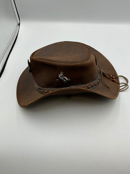 Outback Survivor Brown Suede Cowboy Hat Harley-Davidson Eagle Pin