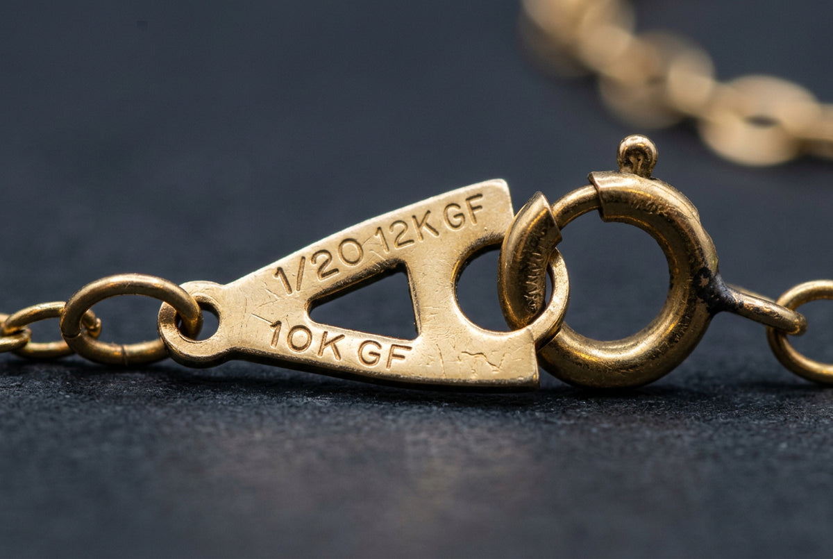 yellow gold-tone engraved Latin cross pendant necklace