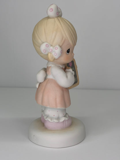 Precious Moments Vintage 1988 Sharing Begins in the Heart Hand Painted Porcelain Collectible Figurine Original Box