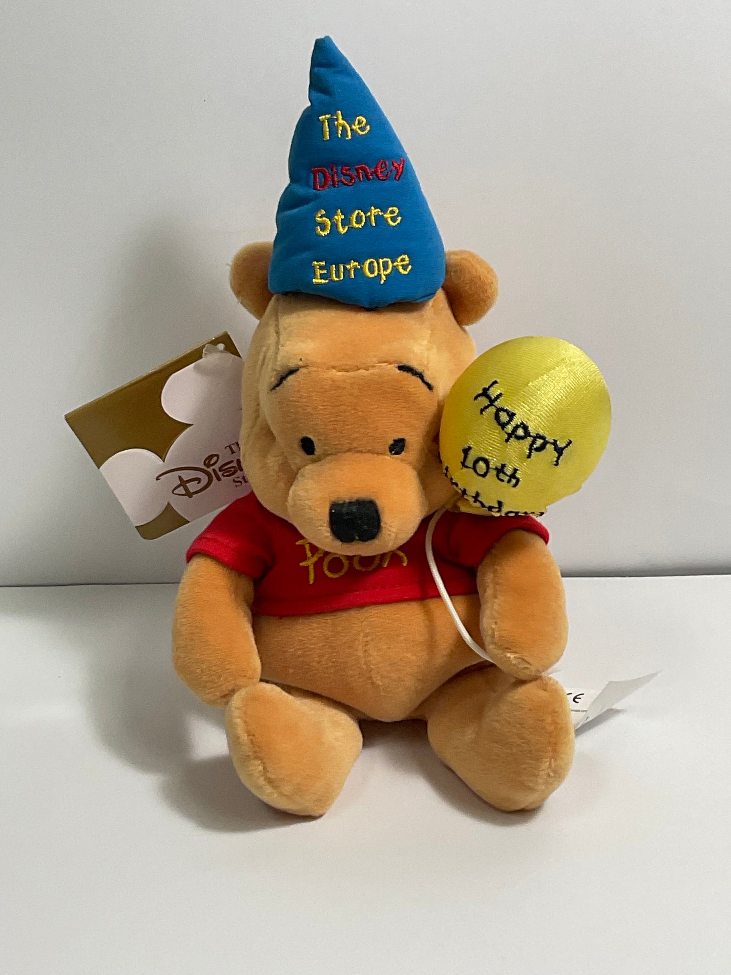 Disney Store 10th Anniversary Winnie the Pooh Bear Vintage Mini Beanbag Beanie Plush Collectible Europe