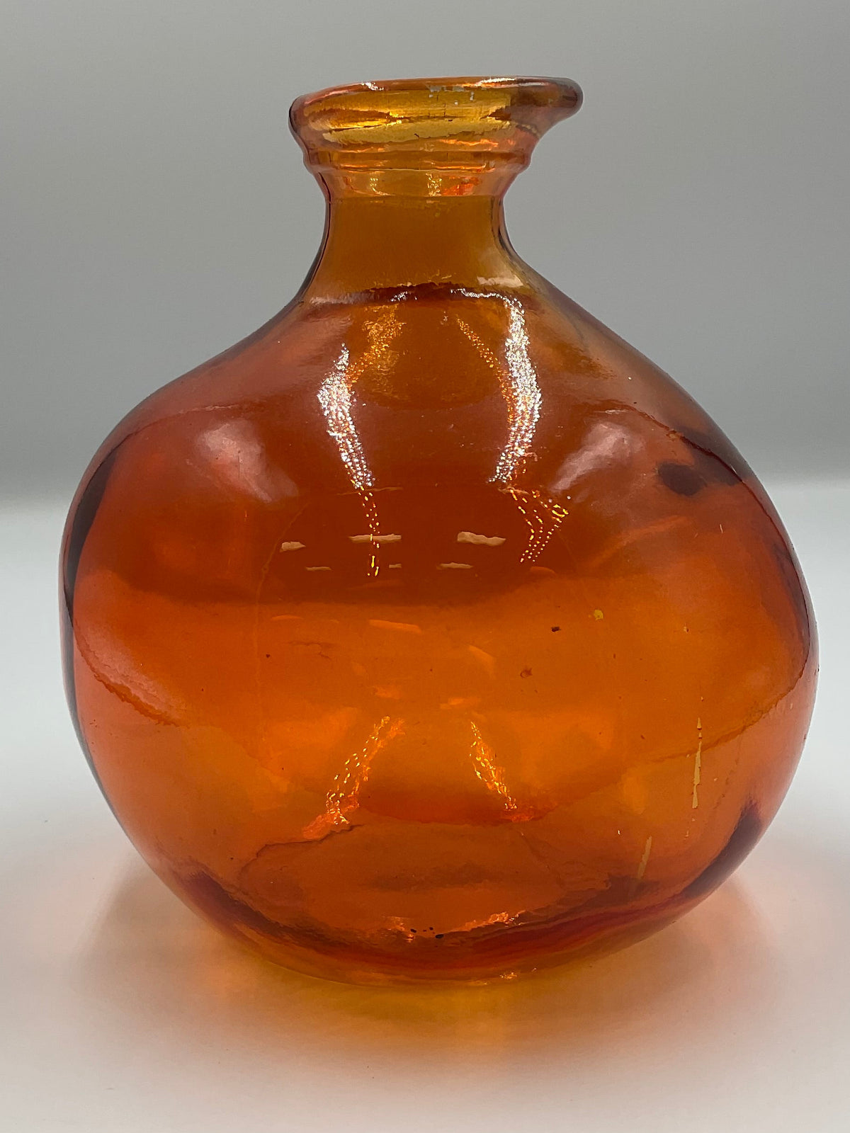 Vidrios San Miguel Spain Recycled Glass Bubble Vase Orange Amber