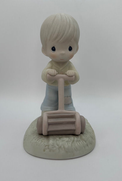 Precious Moments Vintage 1989 Members Only Figurine Mow Power To Ya! New in Box