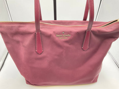 Kate Spade Large Canvas Reddish Burgundy Tote Handbag Purse