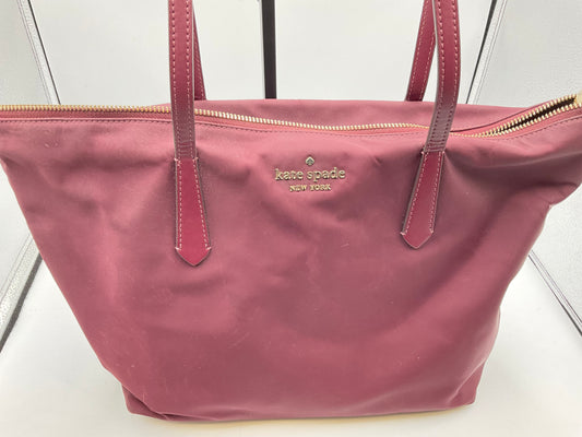 Kate Spade Large Canvas Reddish Burgundy Tote Handbag Purse