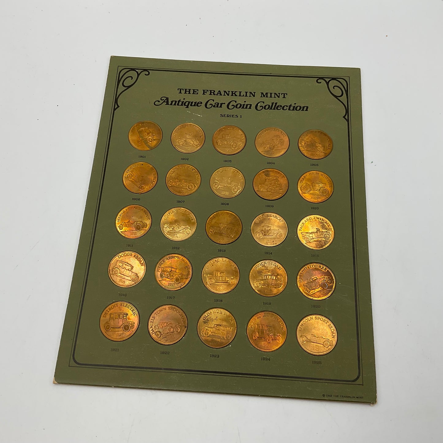 Franklin Mint Antique Car Coin Collection Series 1 1968