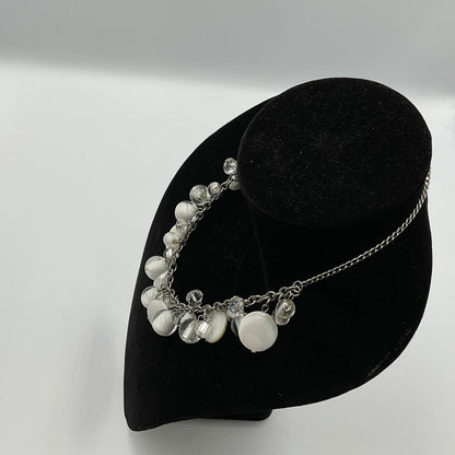 White Stone Beaded Chain Necklace