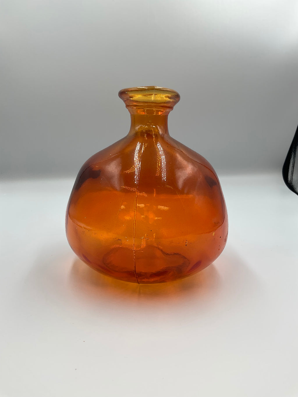 Vidrios San Miguel Spain Recycled Glass Bubble Vase Orange Amber