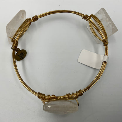 Bourbon and Bow ties Bangle Bracelet Gold Tone Wire Wrap Clear Crystal Beads