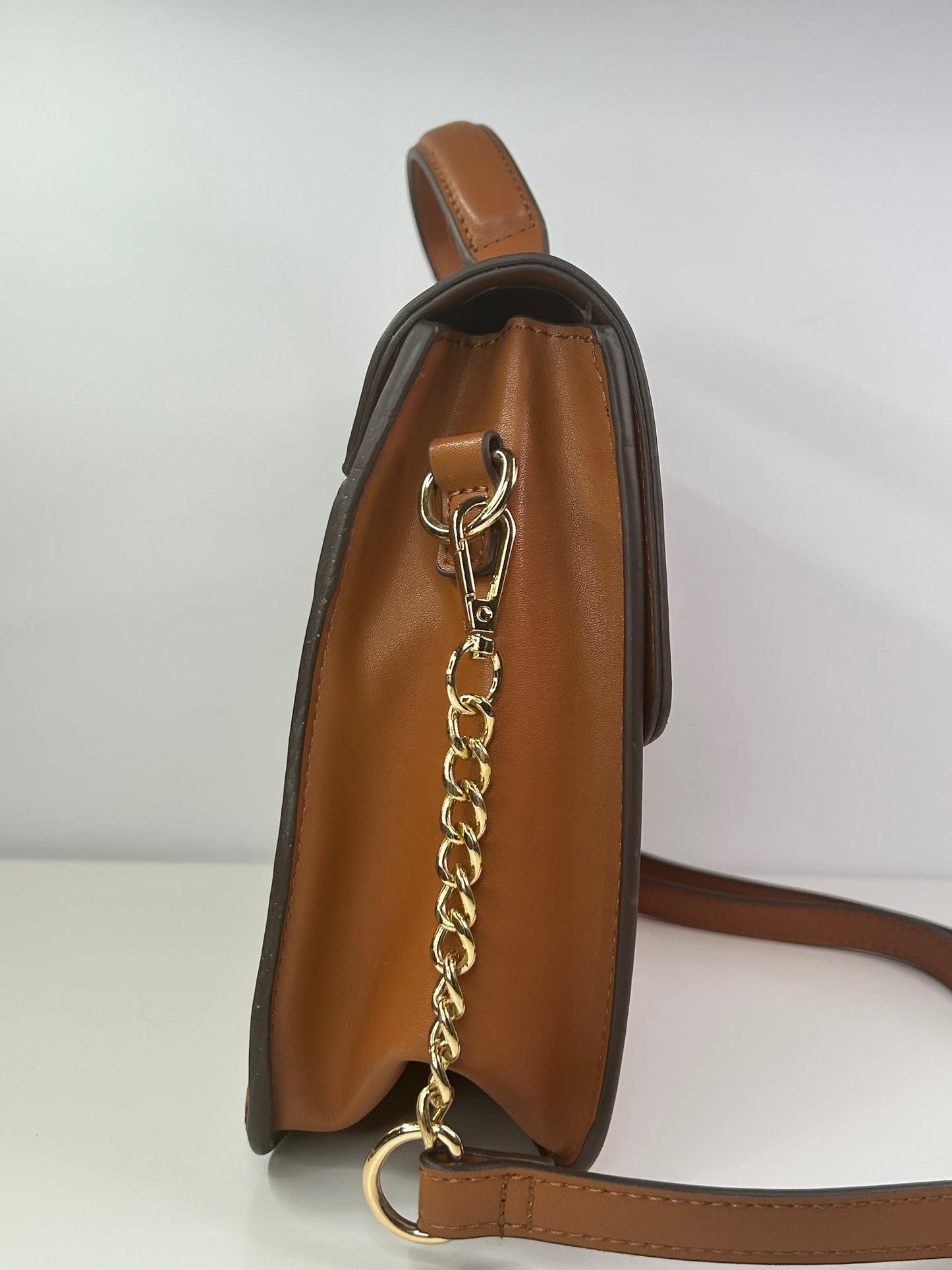 IMAN Women's Global Chic Caramel Brown and Floral Shoulder Handbag Interchangeable Top