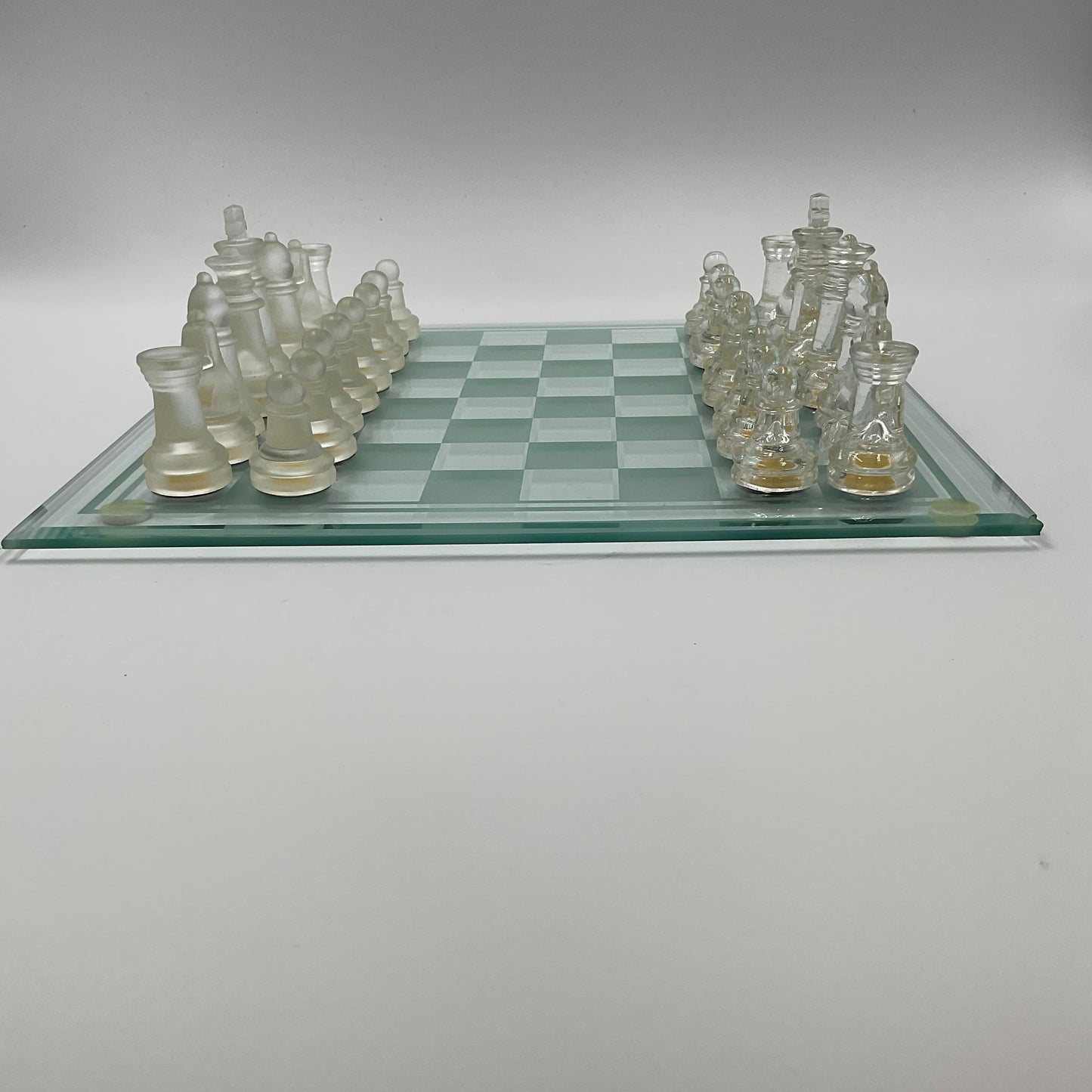 Vintage Glass Chess Set And Book