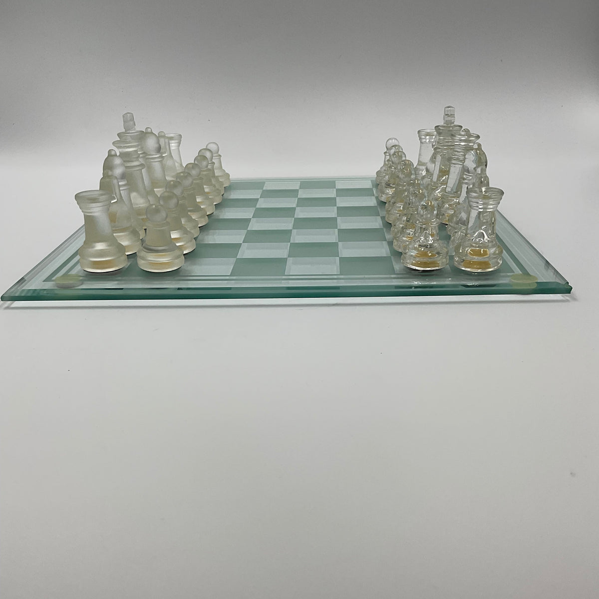 Vintage Glass Chess Set And Book