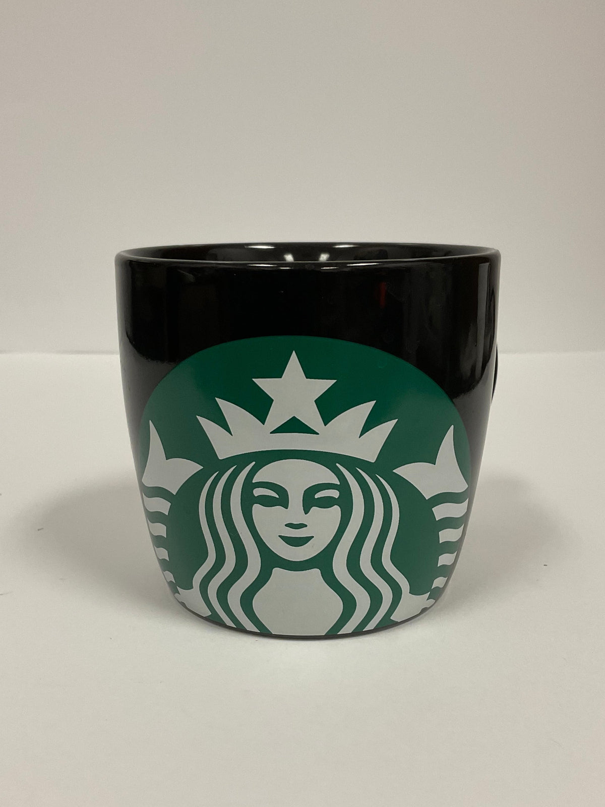Starbucks Coffee Cup Black Ceramic Wide Mug Oversized Green Logo 14 Fl Oz Excellent Condition