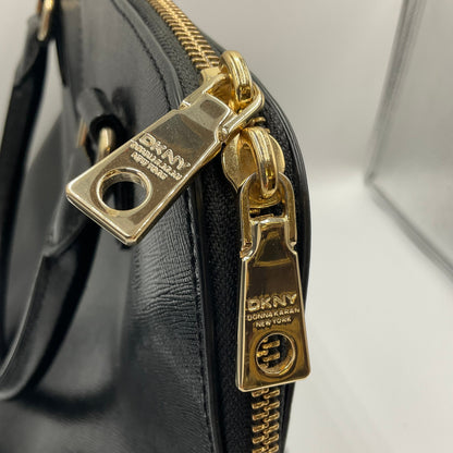 DKNY Shiny Saffiano Leather Black Satchel