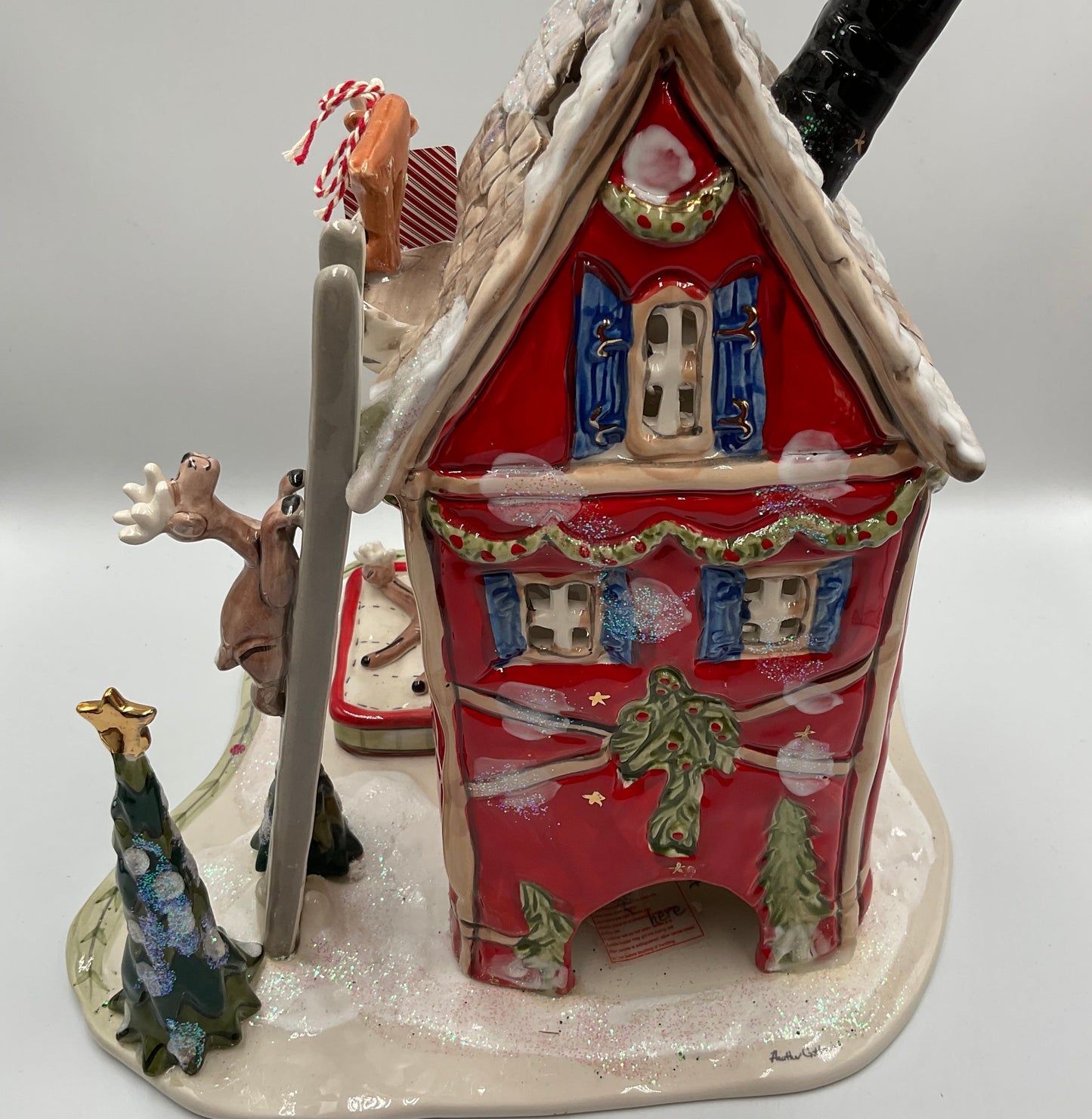 Blue Sky Clayworks Rudolph’s Flight School Tea Light Candle House