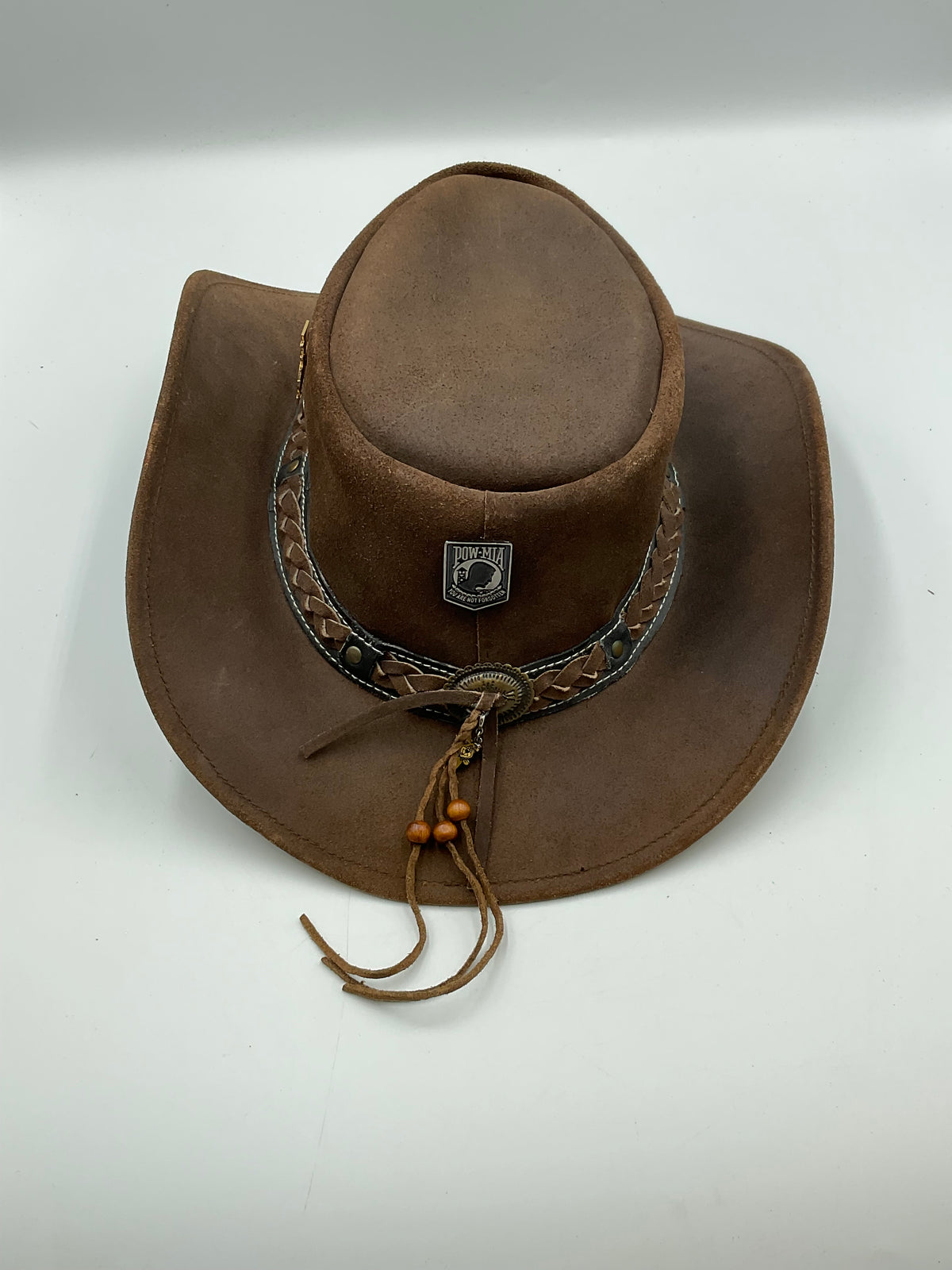 Outback Survivor Brown Suede Cowboy Hat Harley-Davidson Eagle Pin