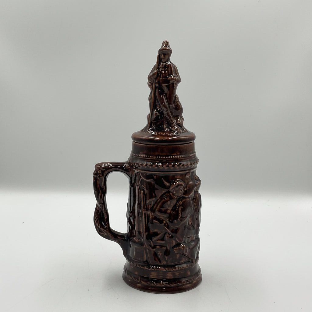 Vintage Glazed Pottery 3D Embossed Ceramic Beer Stein Gerz Germany