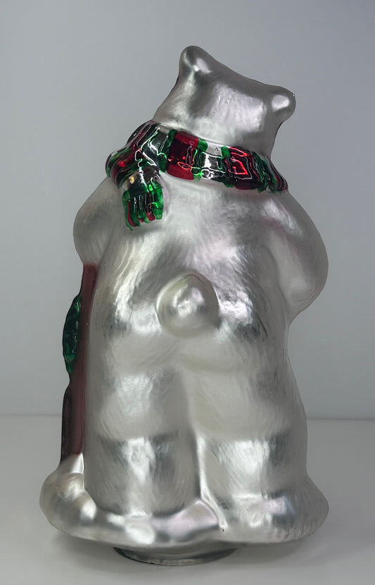 Coca-Cola Vintage 1998 Mercury Glass Polar Bear Figure with Coke Chest and Penguin