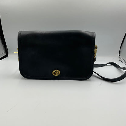 Coach Navy Leather Crossbody Shoulder Bag Gold Turn Lock