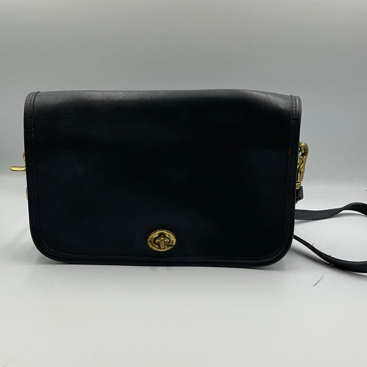 Coach Navy Leather Crossbody Shoulder Bag Gold Turn Lock
