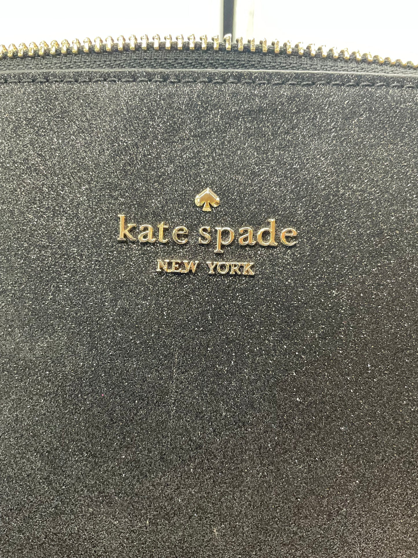 Kate Spade Large Black Glitter Shopper Bag Tote Purse Goldtone Hardware