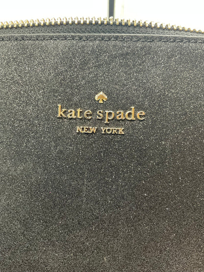 Kate Spade Large Black Glitter Shopper Bag Tote Purse Goldtone Hardware