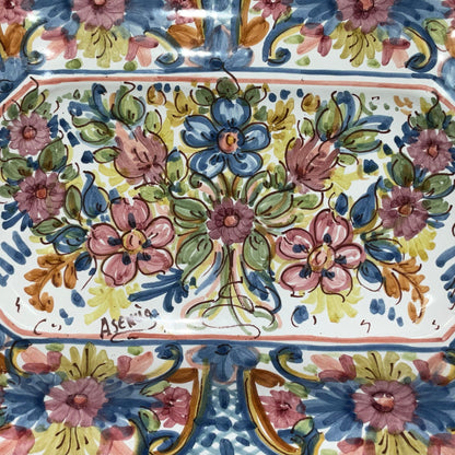 Vintage Sevillarte MF Hand-Painted Ceramic Oval Platter