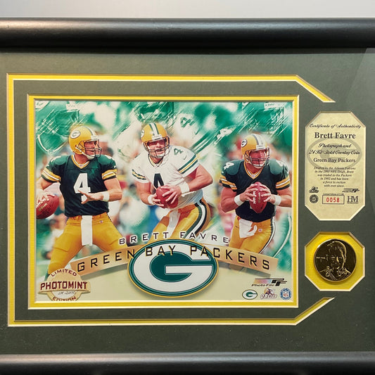 Brett Favre Limited Edition Highland Mint 24K Gold Overlay Coin #58/2500 with COA NFL Green Bay Packers