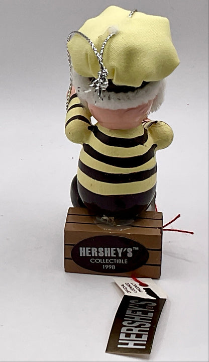 Kurt Adler's 1998 Hershey's Elf  Checking it Twice  and Tree wooden Christmas Ornament