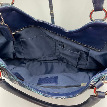 Coach Ashley Dotted Hobo Bag White Blue Teal