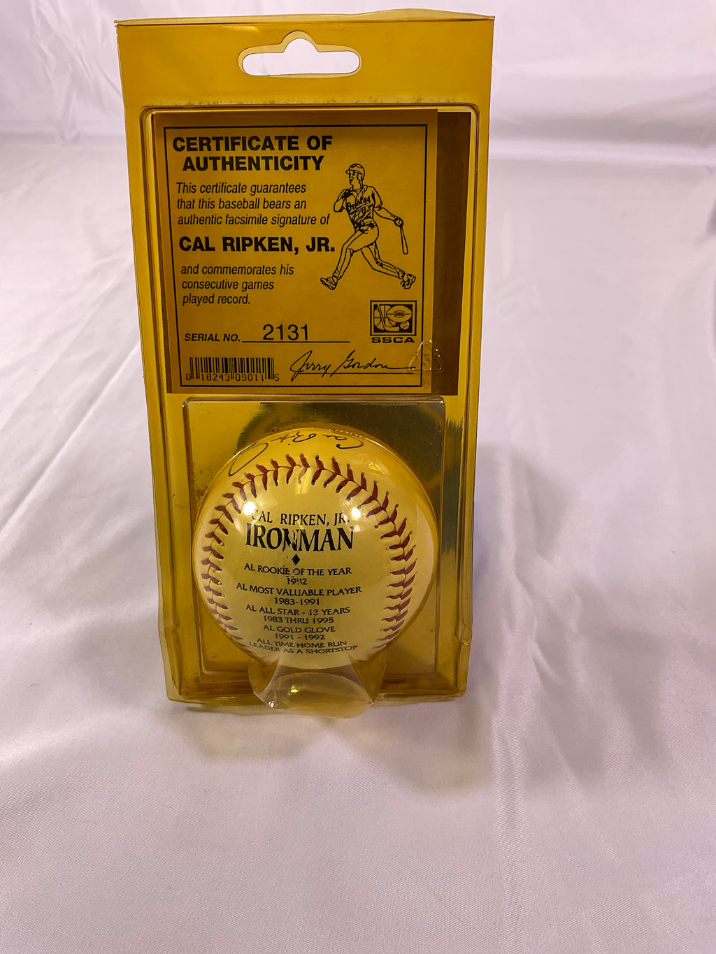 Ironman Cal Ripken Jr Commemorative Baseball with Certificate of Authenticity #2131
