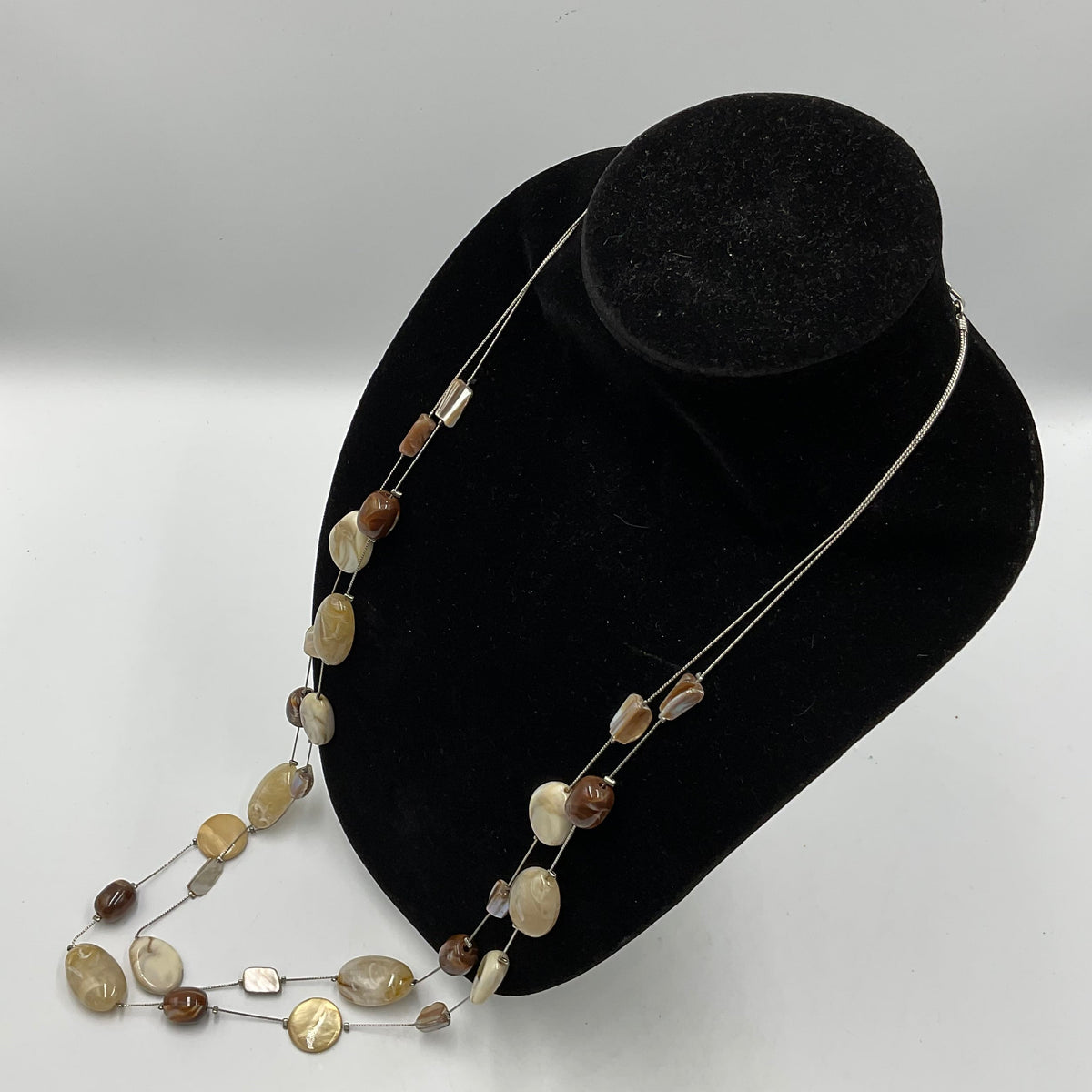 Long Earthtone Stone Design Fashion Jewelry Necklace