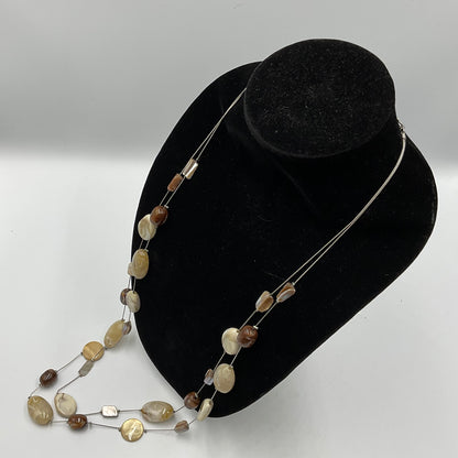 Long Earthtone Stone Design Fashion Jewelry Necklace