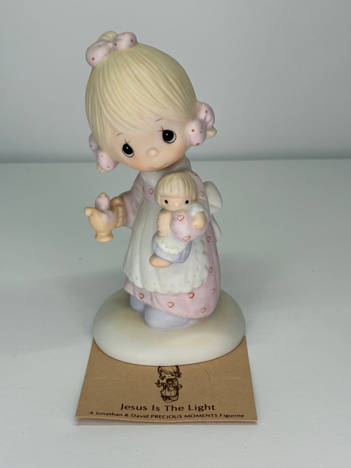 Precious Moments Vintage 1978 Jesus is the Light Hand Painted Porcelain Collectible Figurine Original Box